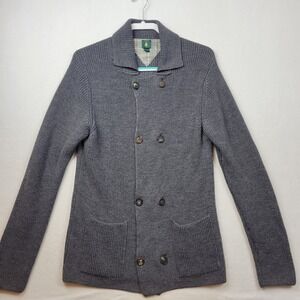 Robert Talbott Mens Grey Merino Wool Double Breasted Cardigan Sweater Italy Med